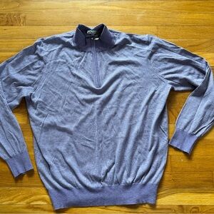 Peter Millar Striped Blue Zip-Up Sweater